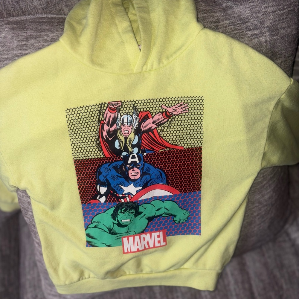Marvel Kids Yellow Hoodie with Superhero Print